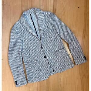 OFFICINA36 Pinstripe Casual Sport Coat Suit Blazer Mens 30R Tailored Blue White